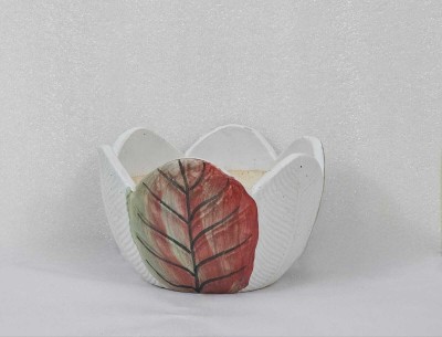 udyaan Hand Painted Leafy Desigh Ceramic Pot | Planter | Color Red | Plant Container Set(Ceramic)