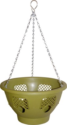 Garden Deco 12 Inch Plastic Hanging Basket with Strong Chain for Home Garden (1) Plant Container Set(Plastic)