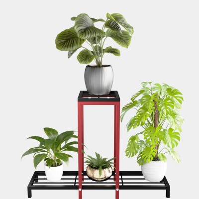 milad 4 Tier Small Planter Black-Red Plant Container Set(Metal)