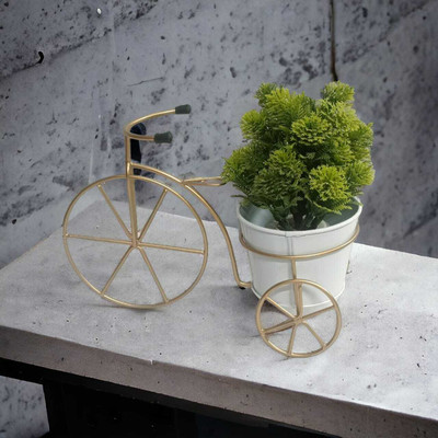 DECORATE DREAMS | Tricycle Planter Stand with Pot | planter stand for home | Pack of 1 (Red) Plant Container Set(Metal)