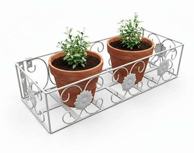 INDOCRAFTIMPEX Plant Stand Hanging Basket for Railing Fence Wall Balcony Vertical Garden Plant Container Set(Metal)