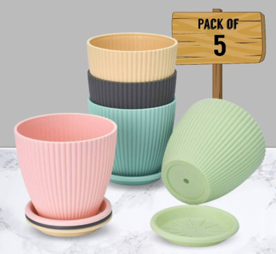 ZORIADA Premium and Decorative Plastic flower pots Planters gamla Pots Plant Container Set(Pack of 5, Plastic)