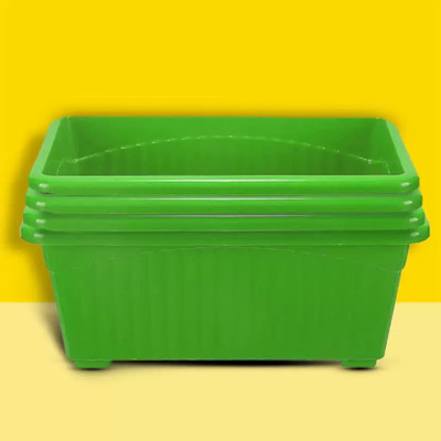 STARPOT Plant Pot Pack Of 4 Green Color Plant Container Set(Pack of 4, Plastic)