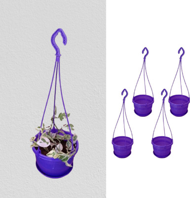 KUMUDAM Hanging Pots For Balcony Plants| Both Indoor And Outdoor Plants Plant Container Set(Pack of 4, Plastic)