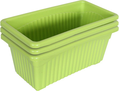 KUBER INDUSTRIES Rectangular Jupiter Plastic Window Pot|Flower Planter for Home 14 Inches(Green) Plant Container Set(Pack of 3, Plastic)