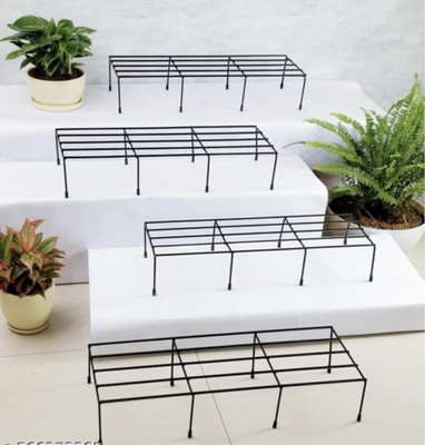NGH Hanging Flower Pot Holder Railing Potted Plant Stand for Home Balcony Décor Plant Container Set(Pack of 4, Metal)