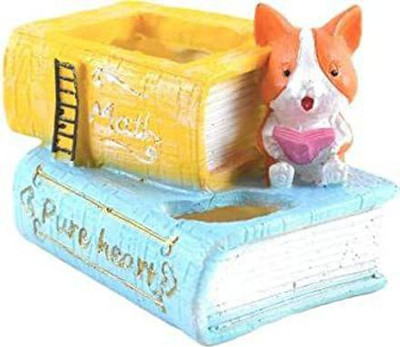 Trikuta Notebook With Dog Resin Flower Pot and Pen holder Plant Container Set(Poly-Resin)
