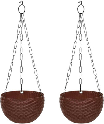 blooming furnancy Euro Hanging Flower Pot for Home & Garden Plant Container Set(Pack of 2, Plastic)