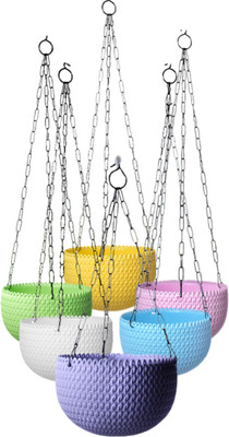 harshdeep Capri-Hanging Flower Pots, Planters for Home Balcony Garden Decor 7.8 Inch Plant Container Set(Pack of 4, Plastic)