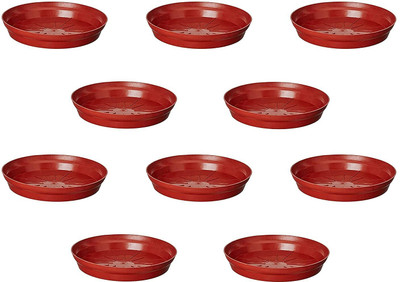 Varshney Gardening Round Bottom Tray(Plate/Saucer) |Plate Tray | Brown Plate | Plastic Tray | Plant Container Set(Pack of 10, Plastic)
