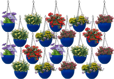 Zobby Ceiling Hanging Pots For Home / Office / Patio / Balcony / Terrace Plant Container Set(Pack of 18, Plastic)
