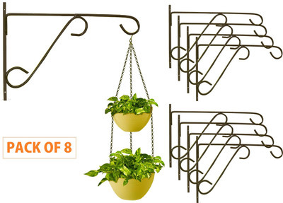 BlessYou Wall Bracket Hanging Holder (Pack of 8) - Black Plant Container Set(Pack of 8, Metal)