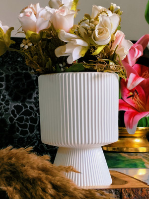 Niyara Goblet White (Imported Ceramic Pots) Plant Container Set(Ceramic)