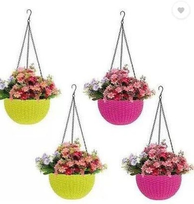 Besttrader Plastic Hanging Planter Set, Multicolour, Hanging Pots 4 Pieces Plant Container Set(Pack of 4, Plastic)