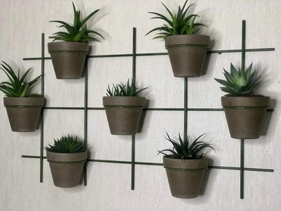 Acrylic Design Art Wall Mounted Hanging Planter Rack Plant Basket Flower Pot Stand Plant Container Set(Metal)