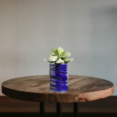Bright Shop Ceramic Planters Pot Blue, Round Shape Planter For Plant.(Plants Not Included) Plant Container Set(Ceramic)