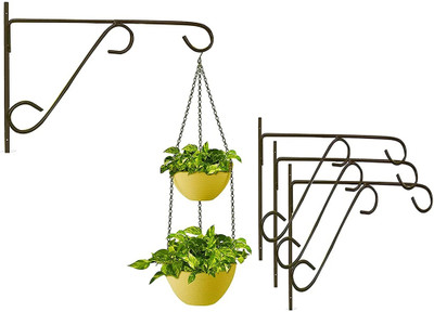 Nayra Wall Brackets for Hanging Pots,Wall Mounted Hanging Stand,Home Décor for Hanging Plant Container Set(Pack of 3, Metal)