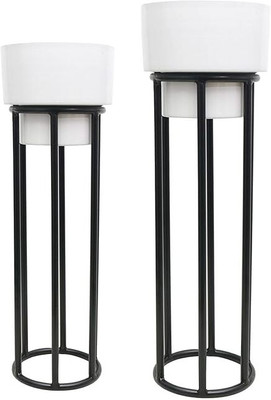 Crafty Creation Decorative metal planters with stands for indoor and outdoor use Plant Container Set(Pack of 2, Metal)