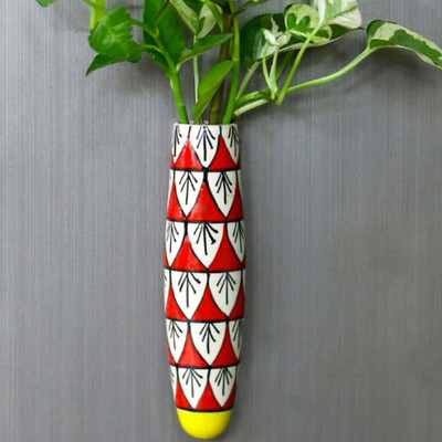 lazy gardener Magnetic Hydroponic Ceramic Handmade Planter- Red And Yellow Fridge Magnet, Door Magnet, Multipurpose Office Magnets (Pack Of - 1) Plant Container Set(Ceramic)