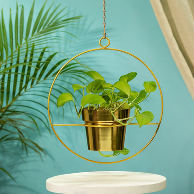 TrustBasket Luna Metal Hanging Planter (Set of 2) Plant Container Set(Metal)