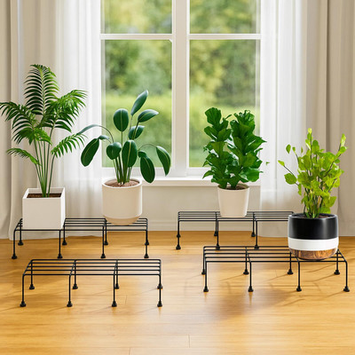 FZCRAFTS Premium Rectangular Anti-Rust Plant Stand For Indoor, Outdoor and Balcony Use Plant Container Set(Pack of 4, Metal)