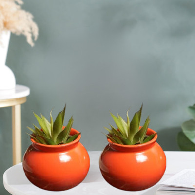 Bright Shop Ceramic Hancrafted Succulent Planter Pot Plant Container Set(Pack of 2, Ceramic)