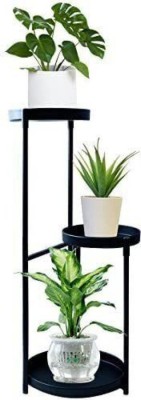 ICON CREATION 3 Shelf Modern Round Shelf Plant Stand For Balcony, Indoor (Black) Plant Container Set(Metal)