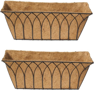 Garden King 24 Inch Wall Trough Plant Container Set(Pack of 2, Metal)