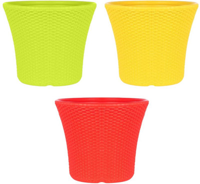 Muddstyles Plastic Helix Planters 12 inch Flower Pots for Garden Plant Container Set(Pack of 3, Plastic)
