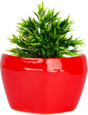 Luminescence Enterprises Ceramic Heart Shape Planter Container Set , Red Color , Size ( 12 x 12 x 8 ) CM Plant Container Set(Ceramic)