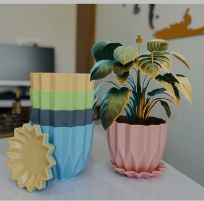 VirajSanchi CrystalPOT Plant Container Set(Pack of 5, Plastic)