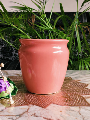 Niyara Pink Cylinderical Design pot 6 inches Plant Container Set(Ceramic)