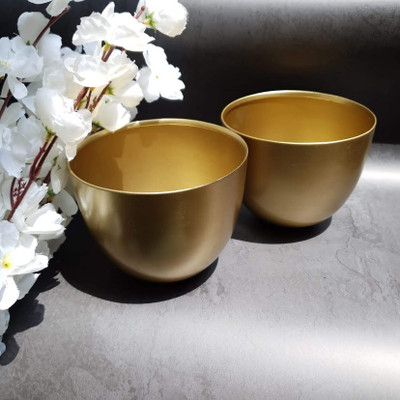Sangita Export Pack of 2 Table Pots Plant Container Set(Pack of 2, Metal)