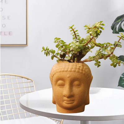 Jimkia Ceramic Planter Pot Buddha Shape For Home & Garden Decor etc Plant Not Included Plant Container Set(Ceramic)