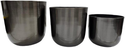 DECORMART Metallic Planters for Home Décor Plant Container Set(Pack of 3, Metal)