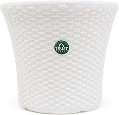 TrustBasket Helix Pot 7- inch Table top planter (Set of 1) White Plant Container Set(Plastic)