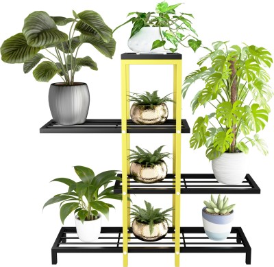 saifix 4 tier planter black-yellow Plant Container Set(Metal)