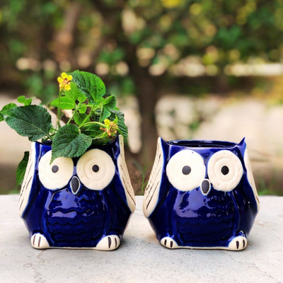 Jimkia Plant Container Ceramic for Plants to décor Home Plant Container Set(Pack of 2, Ceramic)