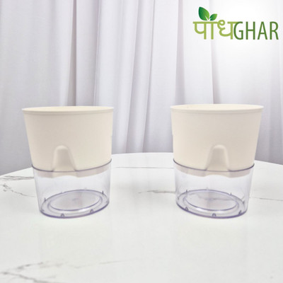 podhghar Self Watering Planters Plant Container Set(Pack of 2, Plastic)