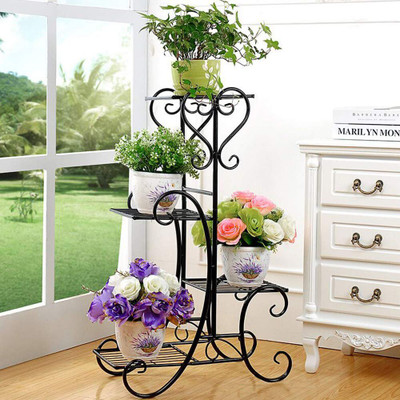 Bee Creative Multi-Tiered Flower Pot Stand - Indoor 4 Layer Iron Plant Pot Display Rack Plant Container Set(Metal)
