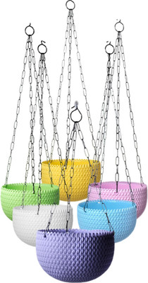 Besttrader Capri-Hanging Flower Pots, Planters for Home Balcony Garden Decor 7.8 Inch Plant Container Set(Pack of 4, Plastic)