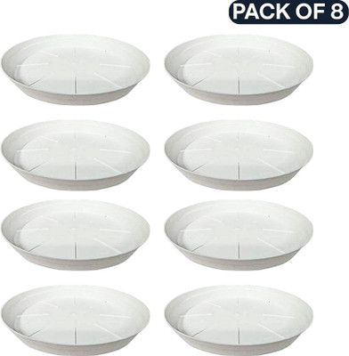 croxlife White Plant bottom plate Plant Container Set(Pack of 8, Plastic)
