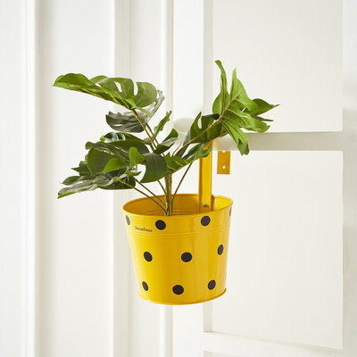 DecorTwist Metal Hanging Planter Dotted Railing Flower Pot for Balcony Plant Container Set(Metal)