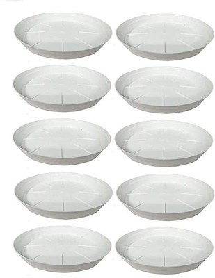 Varshney Gardening 8 inch plate for pots (tray/saucer) gamla round drip watering plate - pack of 10 Plant Container Set(Pack of 10, Plastic)