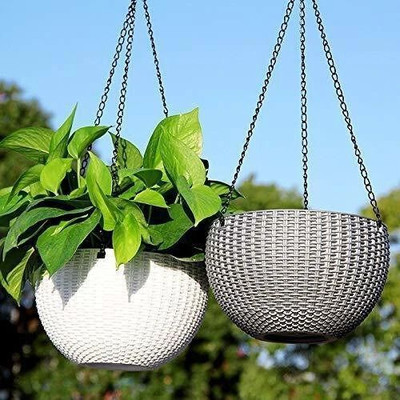 Funtastik Virajsanchi Hanging Pot Pack of 2 Plant Container Set(Pack of 2, Plastic)