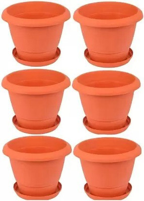 Besttrader Plant Pot with Bottom Plate for Home,Garden Plant Container Set(Packof6,Plastic) Plant Container Set(Pack of 6, Plastic)