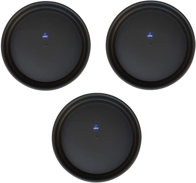 KWEL UV Treated Plastic Round Bottom Saucer/Plate Tray Plant Container Set(Pack of 3, Plastic)