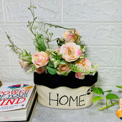 HomeFrills Stylish Matte Finish Home print Ceramic planters Pot Gamla Size-20*11 cm Plant Container Set(Ceramic)