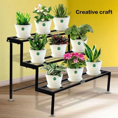 creativecraft A-6 3 Step Plant Stand For Multiple Pots, Garden, Home, Balcony, OutDoor Plant Container Set(Metal)