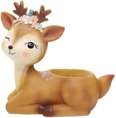 SUBSOLUTION ENTERPRISES Amazing Handcraft Resin Succulent Planter Decorative Showpiece(Deer Plant Pot) Plant Container Set(Poly-Resin)
